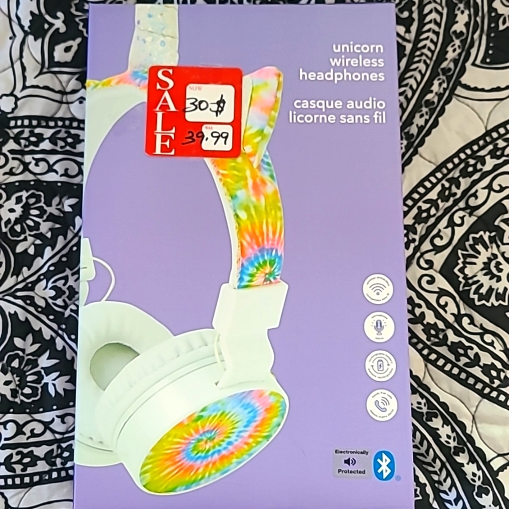 Tye die unicorn claires wireless head phones